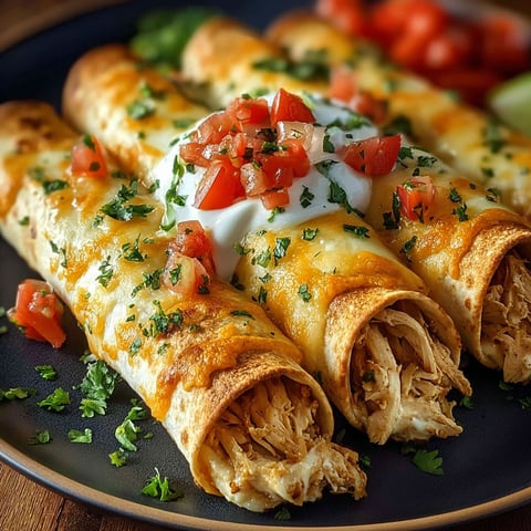 A plate of baked cream cheese chicken taquitos.