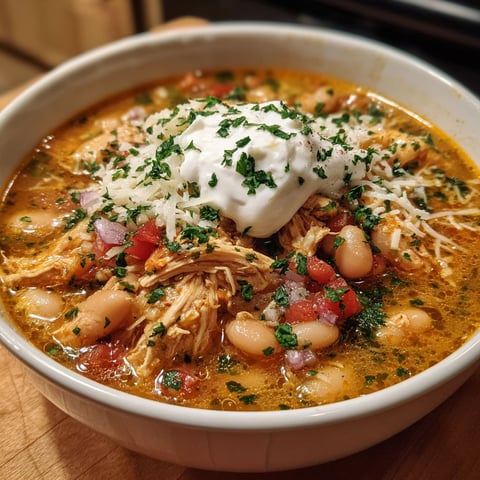 A bowl of chili with a dollop of sour cream on top.