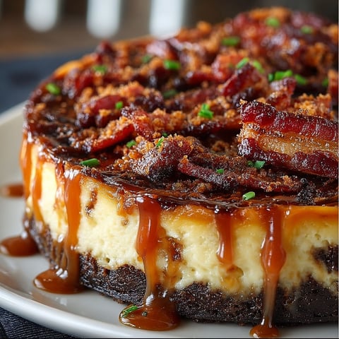 A slice of bacon caramel cheesecake.