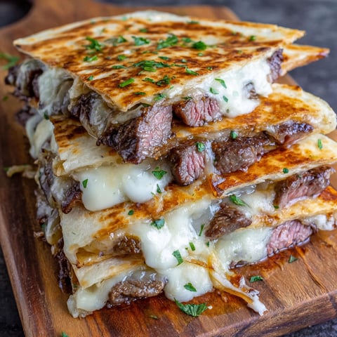 A stack of steak and cheese quesadillas.