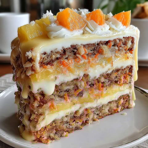 A slice of Hawaiian Carrot Pineapple Cake.