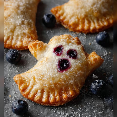 A vegan blueberry ghost hand pie.