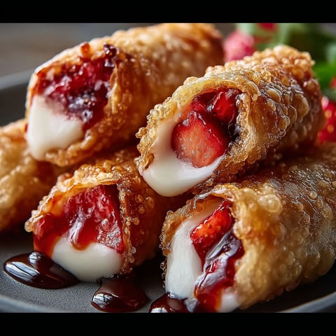 Strawberry and cheesecake stuffed eggroll bites