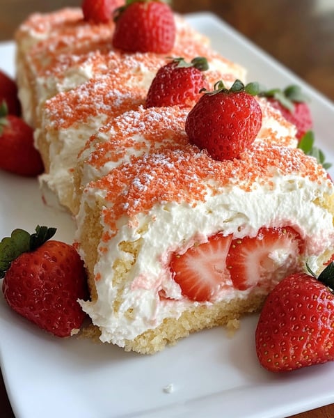 A slice of strawberry shortcake cheesecake rolls.