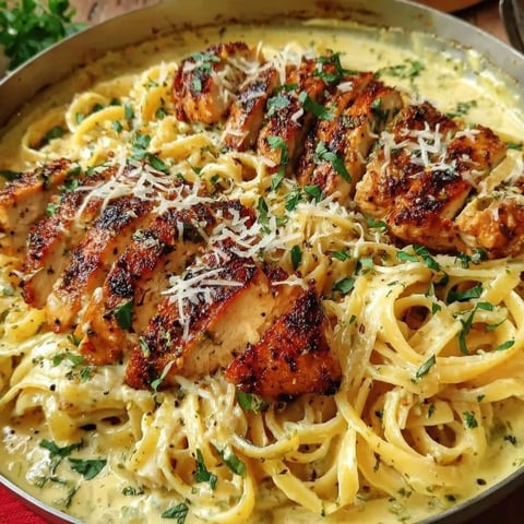 A dish of Creamy Cajun Chicken Linguine with Garlic Mozzarella Sauce.