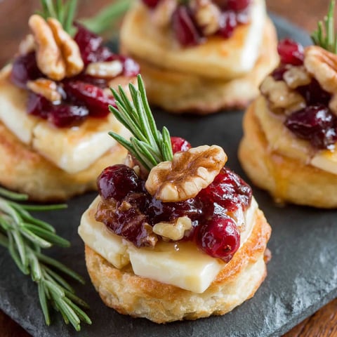 A plate of Cranberry Brie Bites.