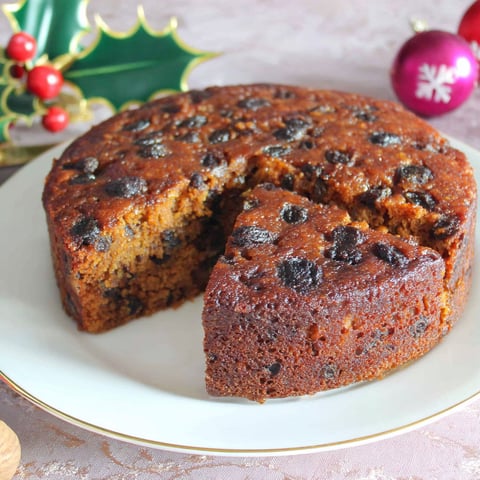 A slice of Amaretto Christmas cake.