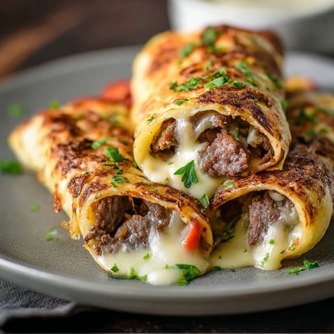 A plate of keto Philly cheesesteak rolls.