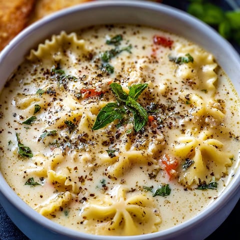 A bowl of pasta with a green garnish.