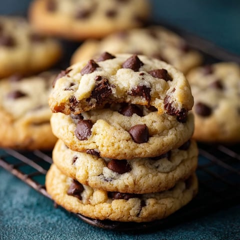 A stack of chocolate chip cheesecake cookies.