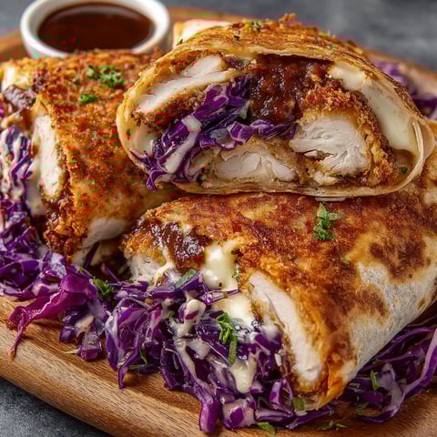 Crispy air fryer chicken and mozzarella wraps.