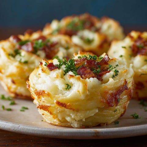 Stuffed mashed potato nests on a plate.