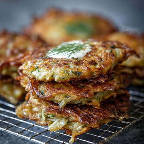 A stack of cabbage fritters on a cooling rack.