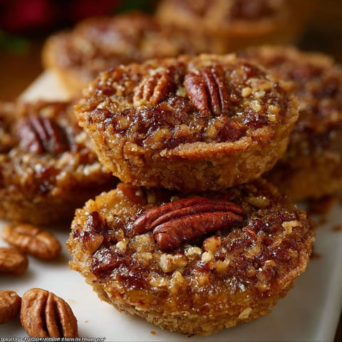 Mini pecan pies on a plate.