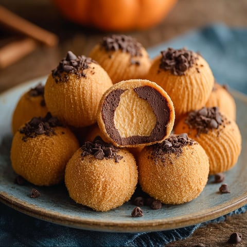 A plate of pumpkin cheesecake truffles.