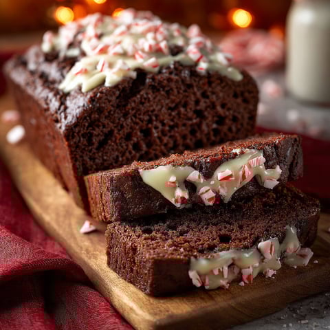 A slice of chocolate peppermint bread.
