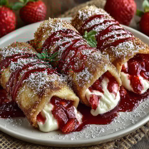 Strawberry cheesecake chimichangas with whipped cream.
