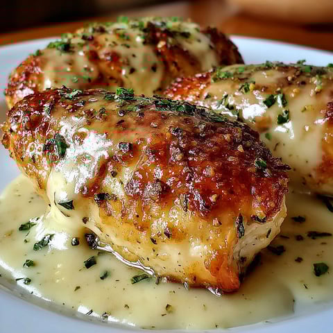 Chicken pillows with garlic parmesan sauce.