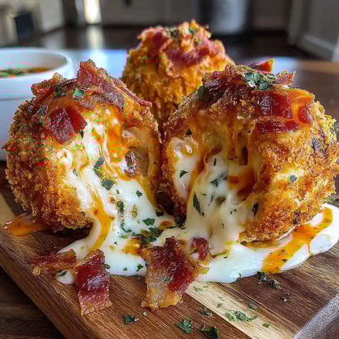 A plate of food with melted cheese and bacon.