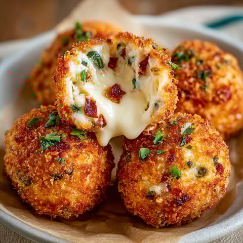 A bowl of crispy cheese jalapeño balls.