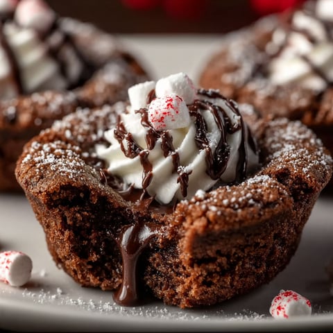 A chocolate dessert with white whipped cream and candy canes.