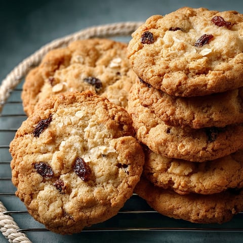 A plate of oatmeal raisin cookies.
