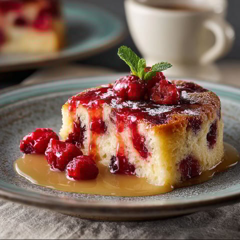 A slice of Grandma Pietz's Cranberry Cake Pudding.