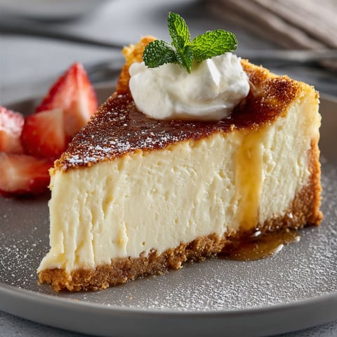 A slice of cheesecake with a dollop of whipped cream on top.