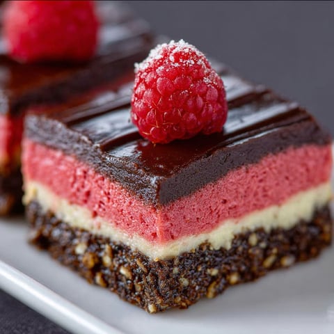 A slice of chocolate cake with a raspberry on top.
