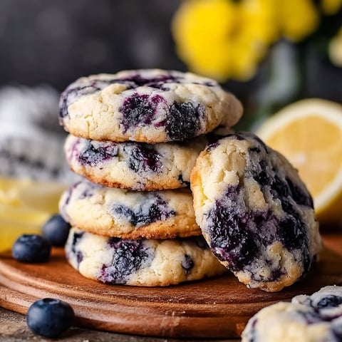 A stack of blueberry cheesecake cookies.