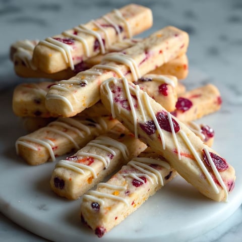 A stack of orange cranberry shortbread cookies.