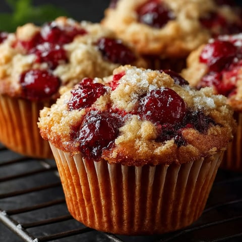 A muffin with cherries on top.