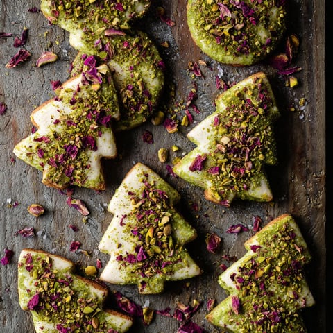 Pistachio Rose Sugar Cookies.