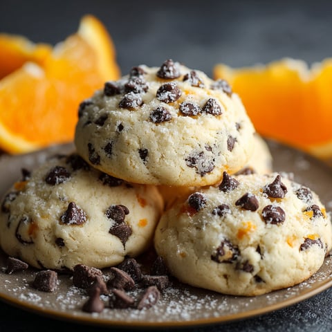 A plate of orange chocolate chip cookies.