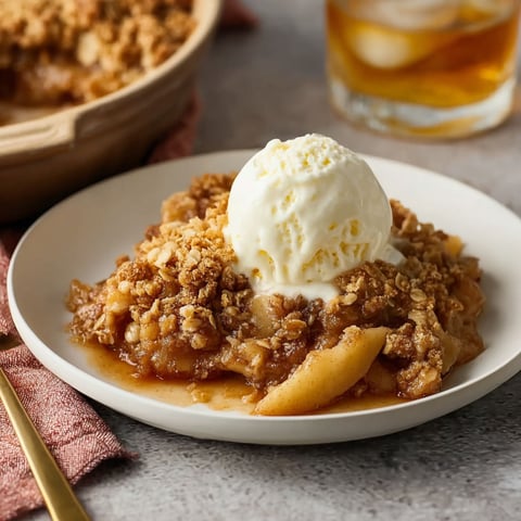 A white plate with a scoop of ice cream on top of a dessert.