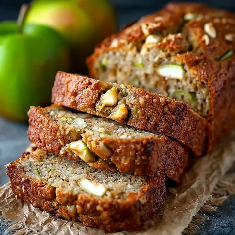 A loaf of Cozy Spiced Apple Zucchini Bread.