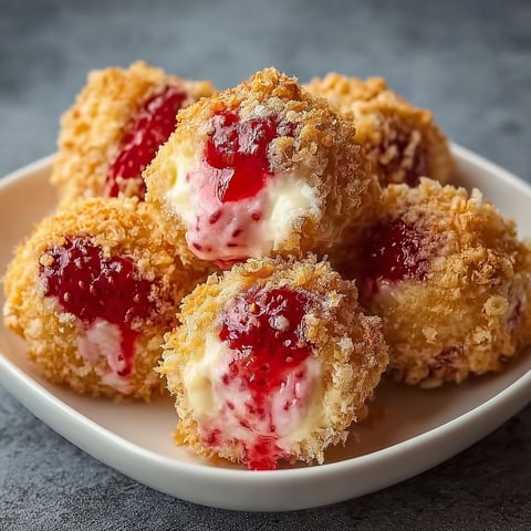 A plate of strawberry cheesecake crunch bites.