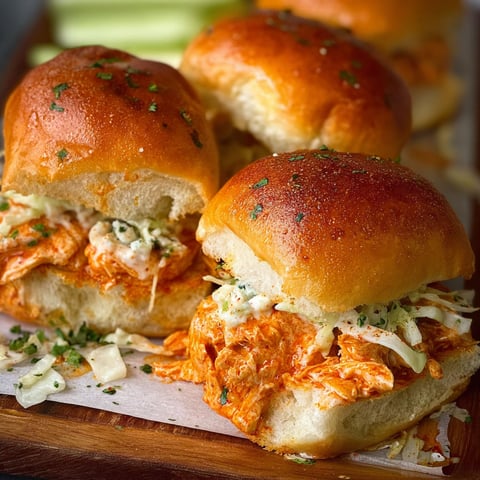 Three sliders with sauce and cheese.