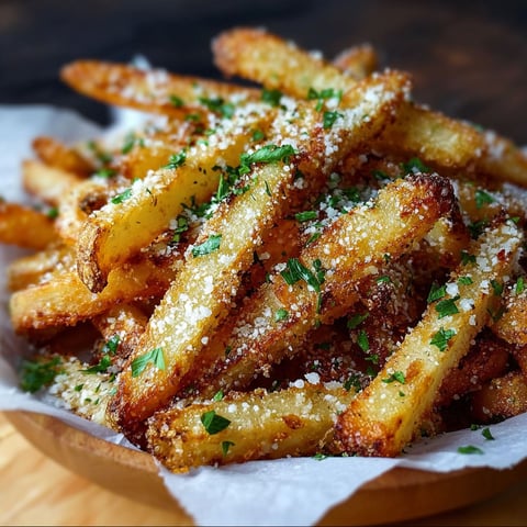 A plate of garlic and parmesan fries.