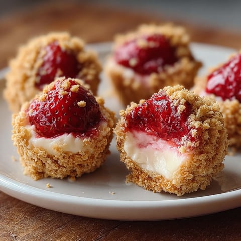 A plate of strawberry cheesecake crunch bites.