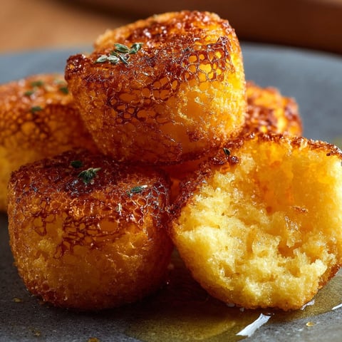 Honey butter cornbread poppers on a plate.