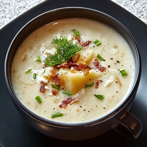 A bowl of soup with a green topping.