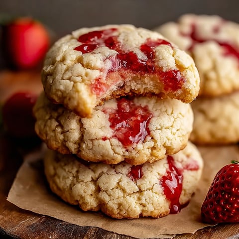 A stack of strawberry cheesecake cookies.