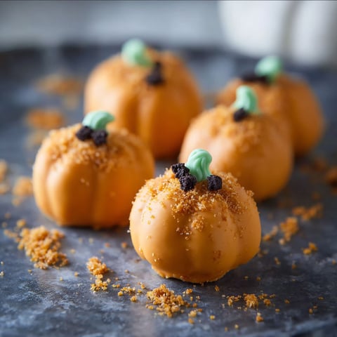 Pumpkin Oreo balls on a plate.